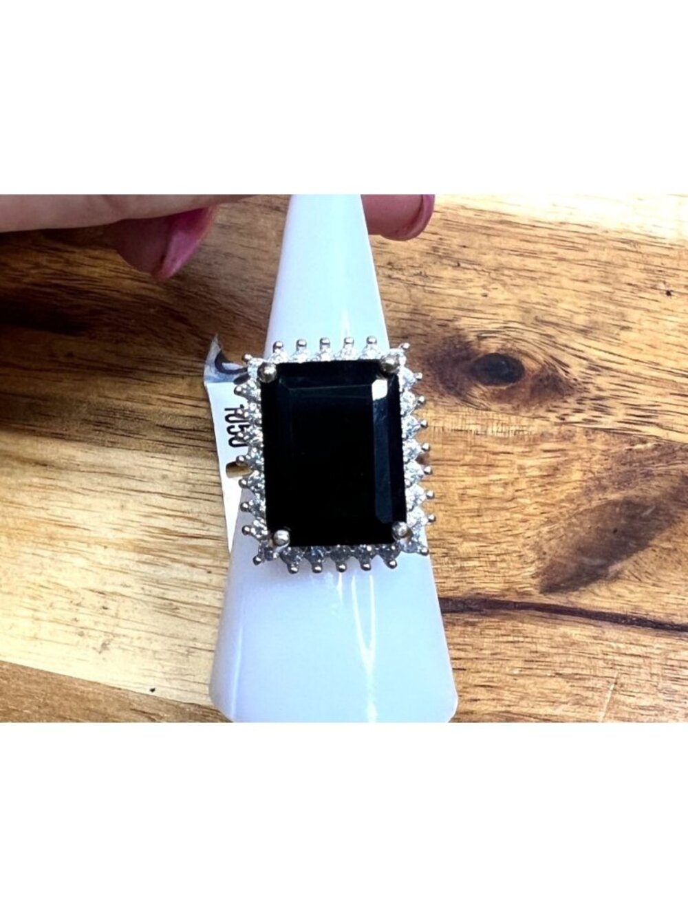 Black Spinel ring, .925 sterling silver, size 7